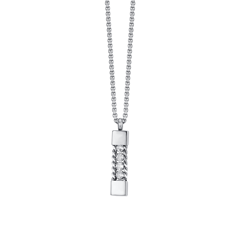 MEN'S STEEL ELEMENT NECKLACE WITH WHITE CRYSTALS