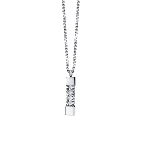 MEN'S STEEL ELEMENT NECKLACE WITH WHITE CRYSTALS