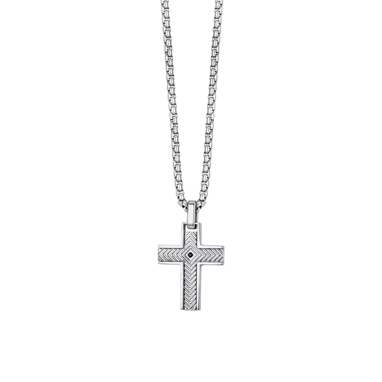 MAN'S STEEL NECKLACE WITH CROSS Luca Barra