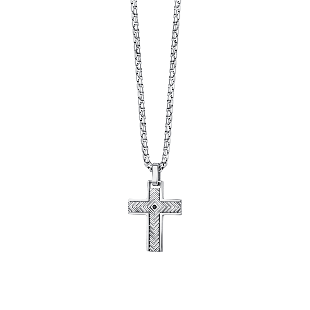 MAN'S STEEL NECKLACE WITH CROSS Luca Barra