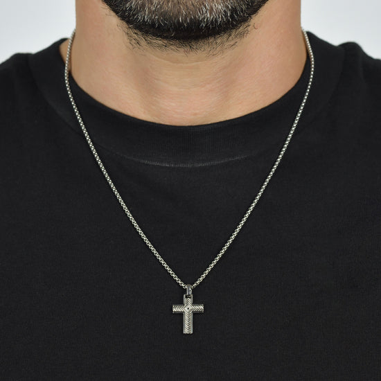 MAN'S STEEL NECKLACE WITH CROSS Luca Barra