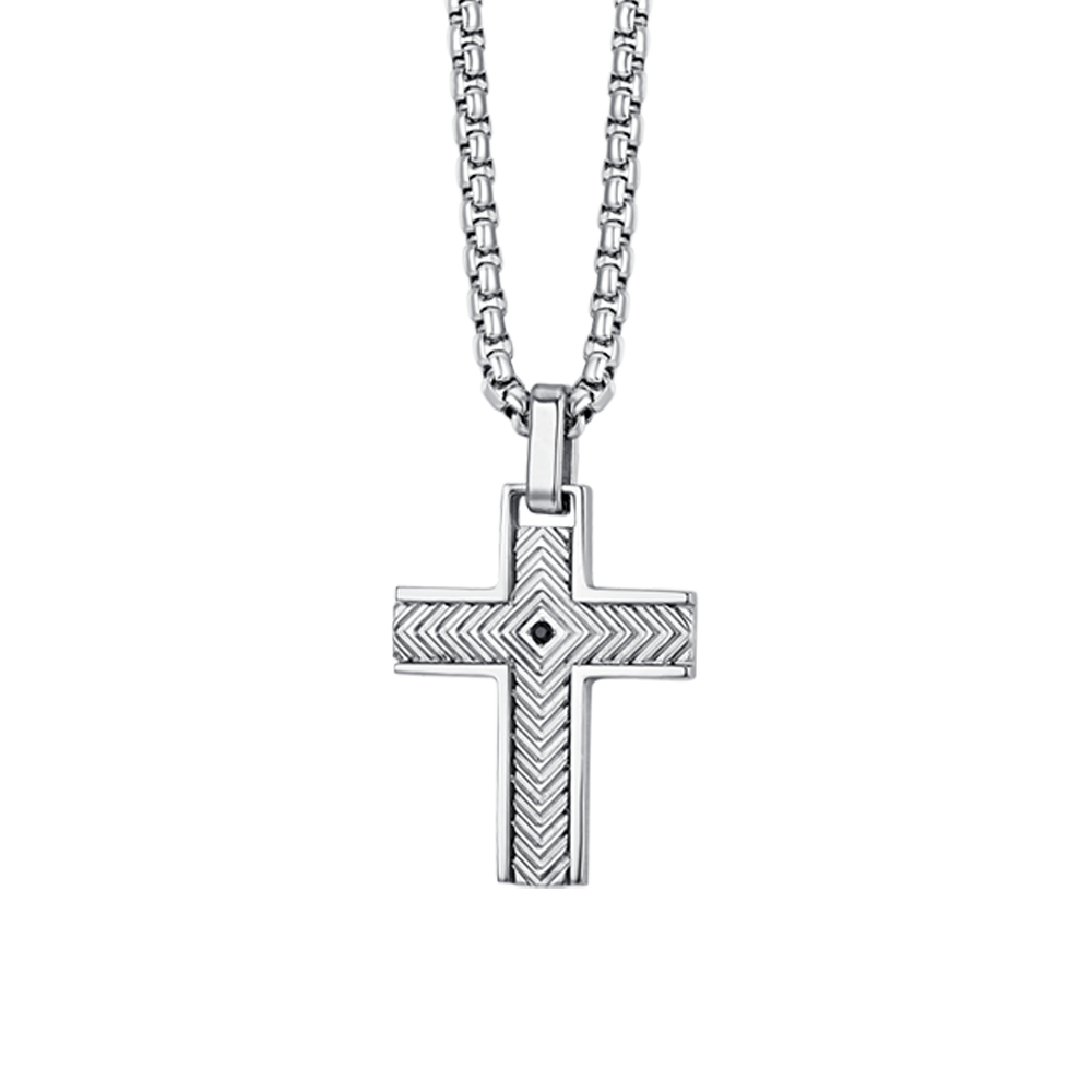 STEEL MEN'S NECKLACE WITH CROSS