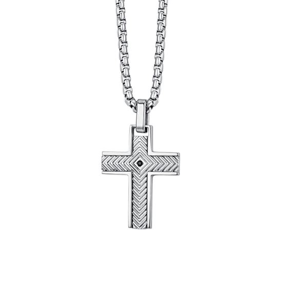 STEEL MEN'S NECKLACE WITH CROSS