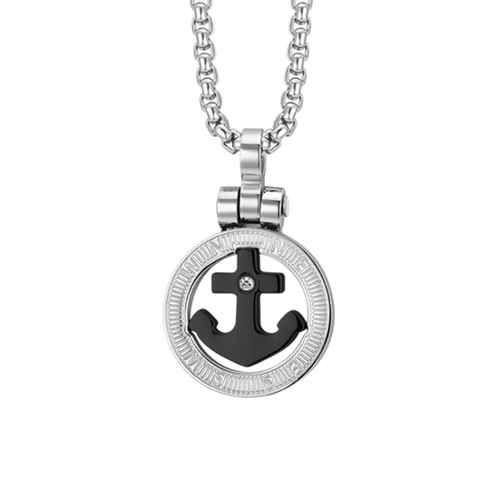 STEEL MEN'S NECKLACE ANCHOR IP BLACK