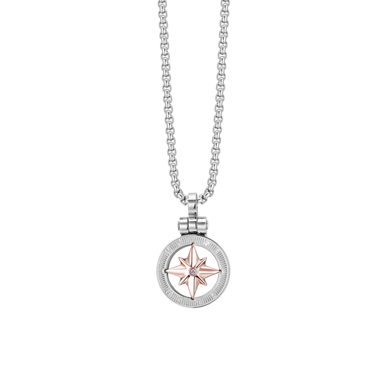 MEN'S STEEL NECKLACE WITH IP ROSE OF THE WINDS Luca Barra