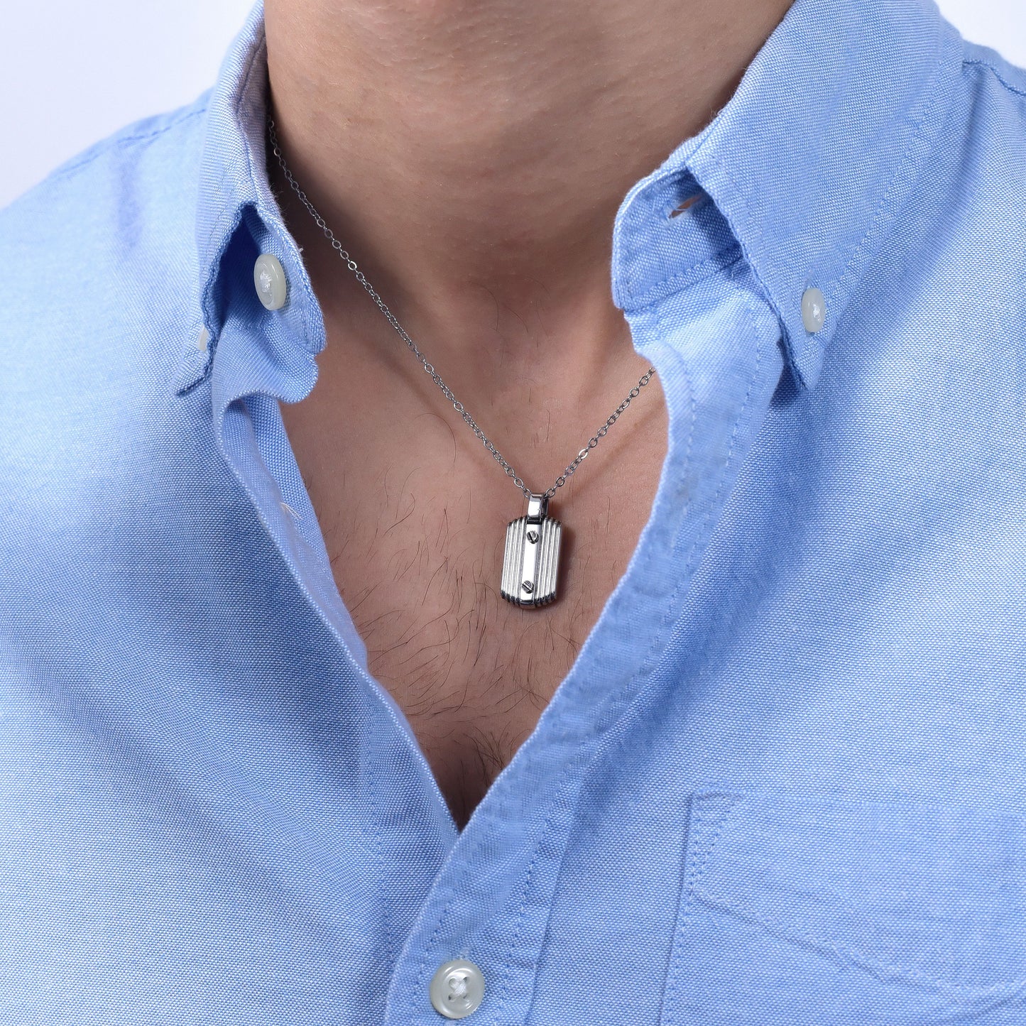 MEN'S STEEL NECKLACE WITH BLACK ELEMENTS Luca Barra