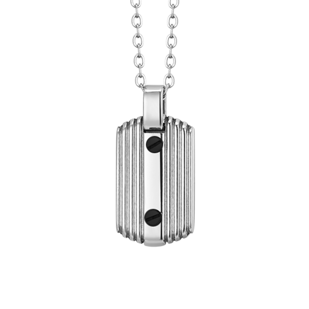 STEEL MEN'S NECKLACE WITH BLACK ELEMENTS