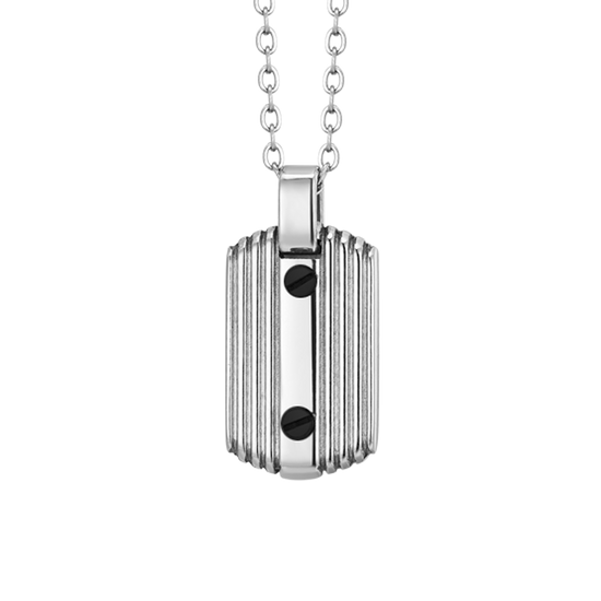 STEEL MEN'S NECKLACE WITH BLACK ELEMENTS