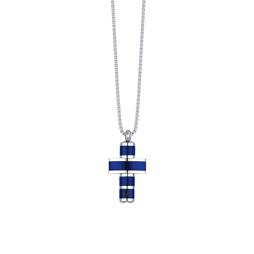 BLUE IP CROSS STEEL MEN'S NECKLACE Luca Barra