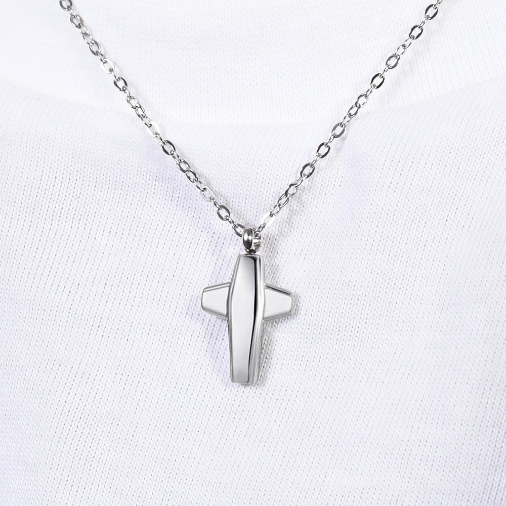 STEEL MEN'S NECKLACE WITH CROSS