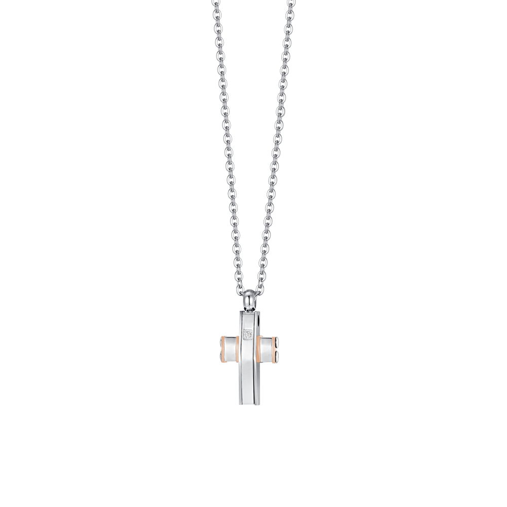 CROSS AND STEEL IP ROSE GOLD MEN'S NECKLACE Luca Barra