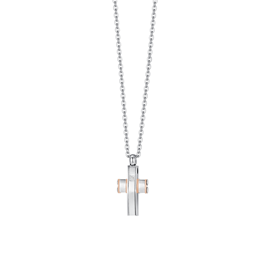 CROSS AND STEEL IP ROSE GOLD MEN'S NECKLACE Luca Barra