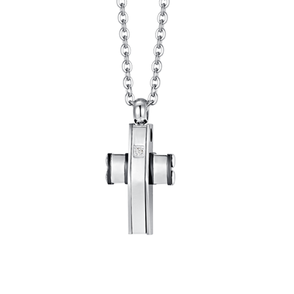 CROSS AND STEEL IP BLACK MEN'S NECKLACE Luca Barra