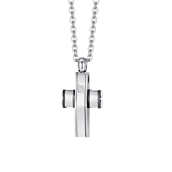 CROSS AND STEEL IP BLACK MEN'S NECKLACE Luca Barra