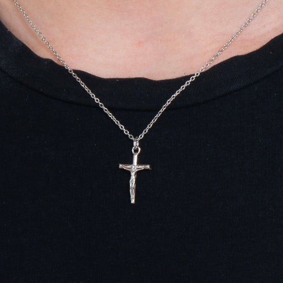 STEEL MEN'S NECKLACE WITH CRUCIFIX