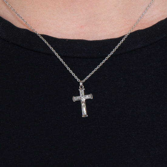 STEEL MEN'S NECKLACE WITH CRUCIFIX