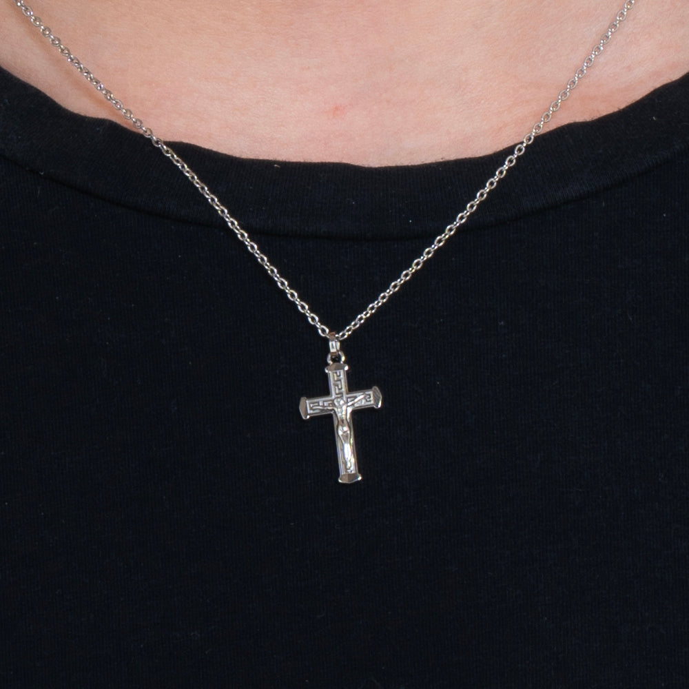 STEEL MEN'S NECKLACE WITH CRUCIFIX