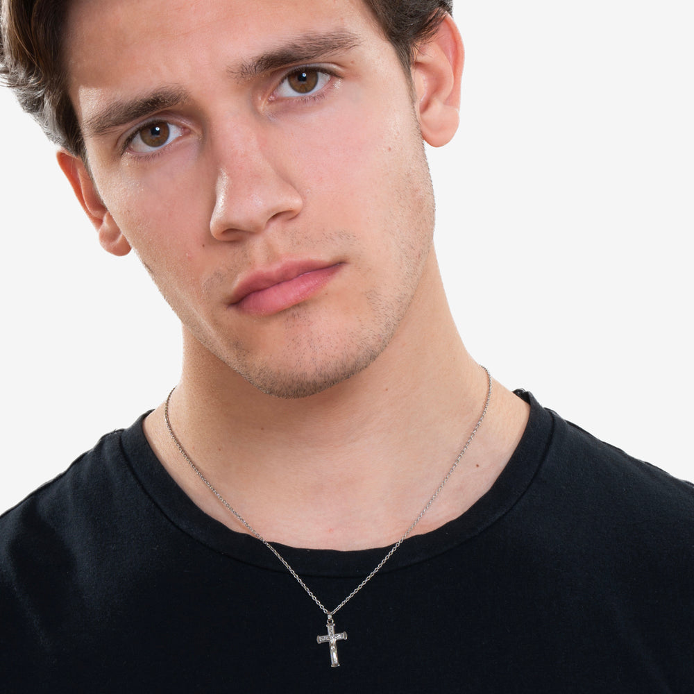 STEEL MEN'S NECKLACE WITH CRUCIFIX