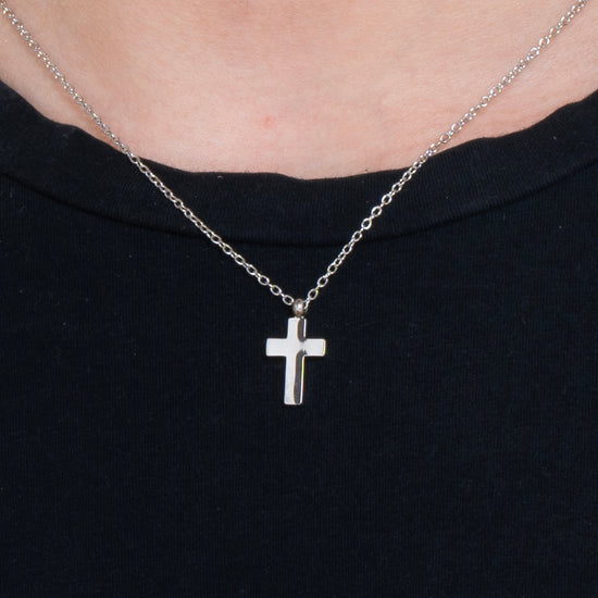 STEEL MEN'S NECKLACE WITH CROSS