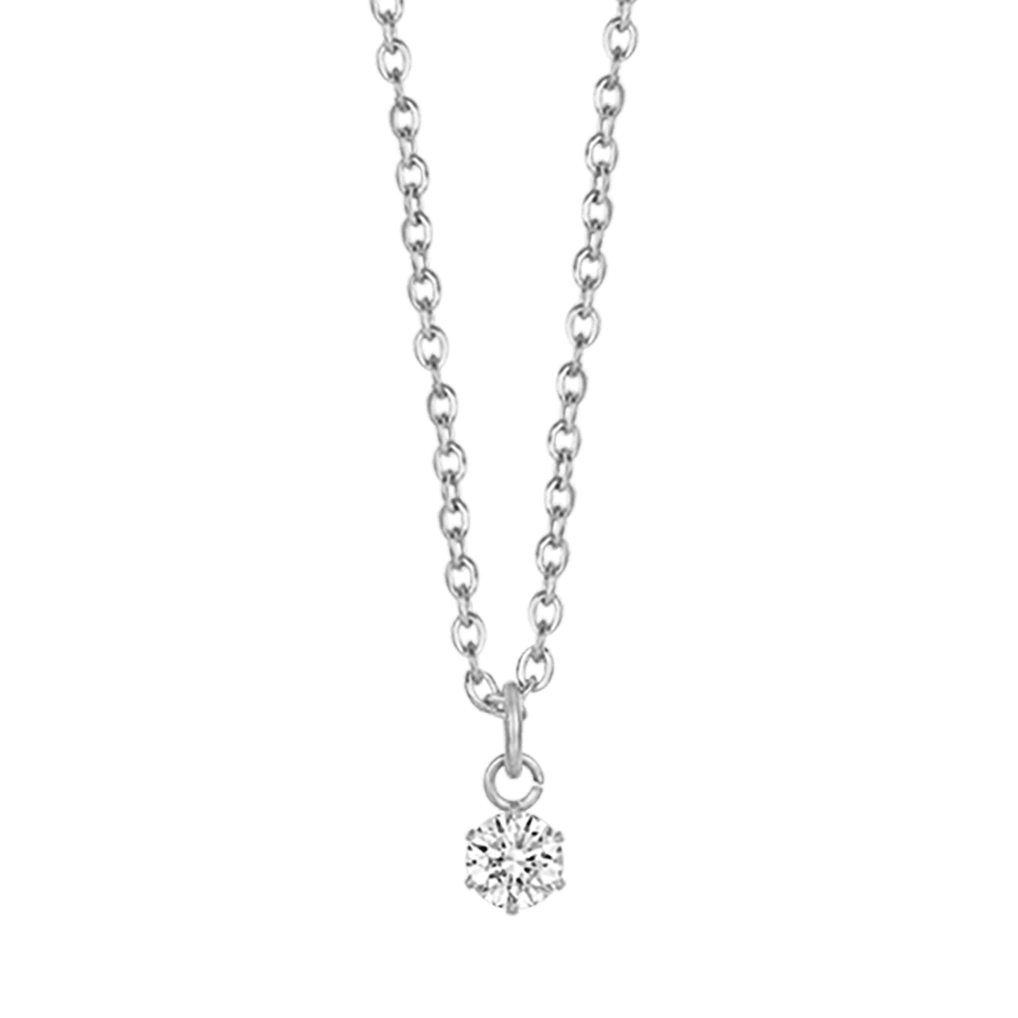 WOMEN'S STEEL POINT LIGHT NECKLACE WITH 4MM WHITE CRYSTAL