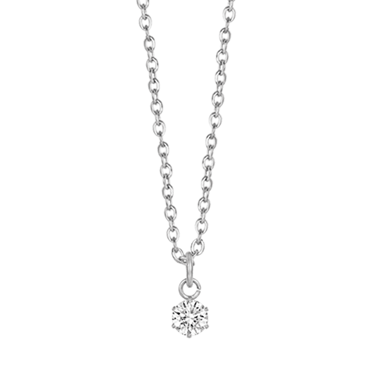 WOMEN'S STEEL POINT LIGHT NECKLACE WITH 4MM WHITE CRYSTAL