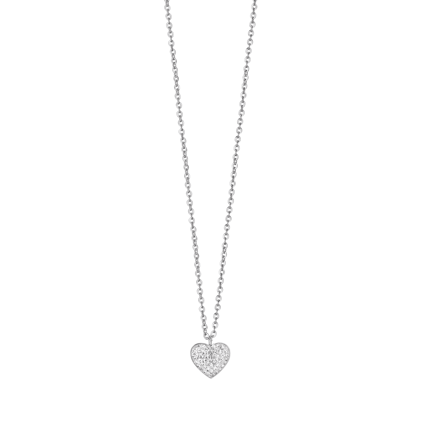 WOMEN'S STEEL NECKLACE WITH HEART AND WHITE CRYSTALS