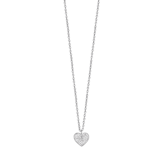 WOMEN'S STEEL NECKLACE WITH HEART AND WHITE CRYSTALS