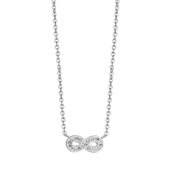 WOMEN'S STEEL NECKLACE WITH INFINITY AND WHITE CRYSTALS