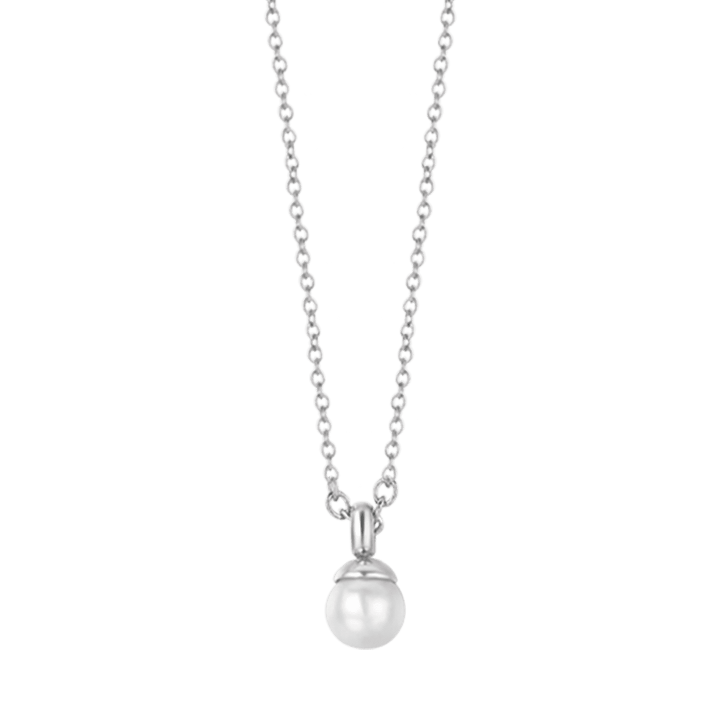 WOMEN'S STEEL NECKLACE WITH 4MM PEARLS