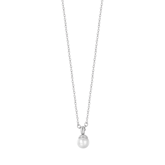 WOMEN'S STEEL NECKLACE WITH 4MM PEARLS