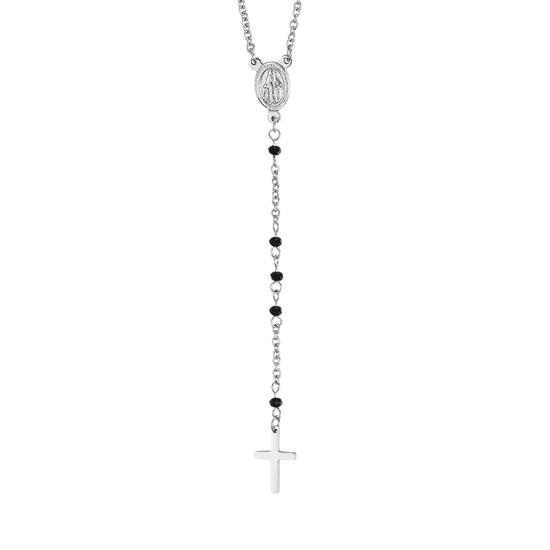 WOMEN'S STEEL ROSARY NECKLACE WITH STEEL BALLS WITH PENDANT