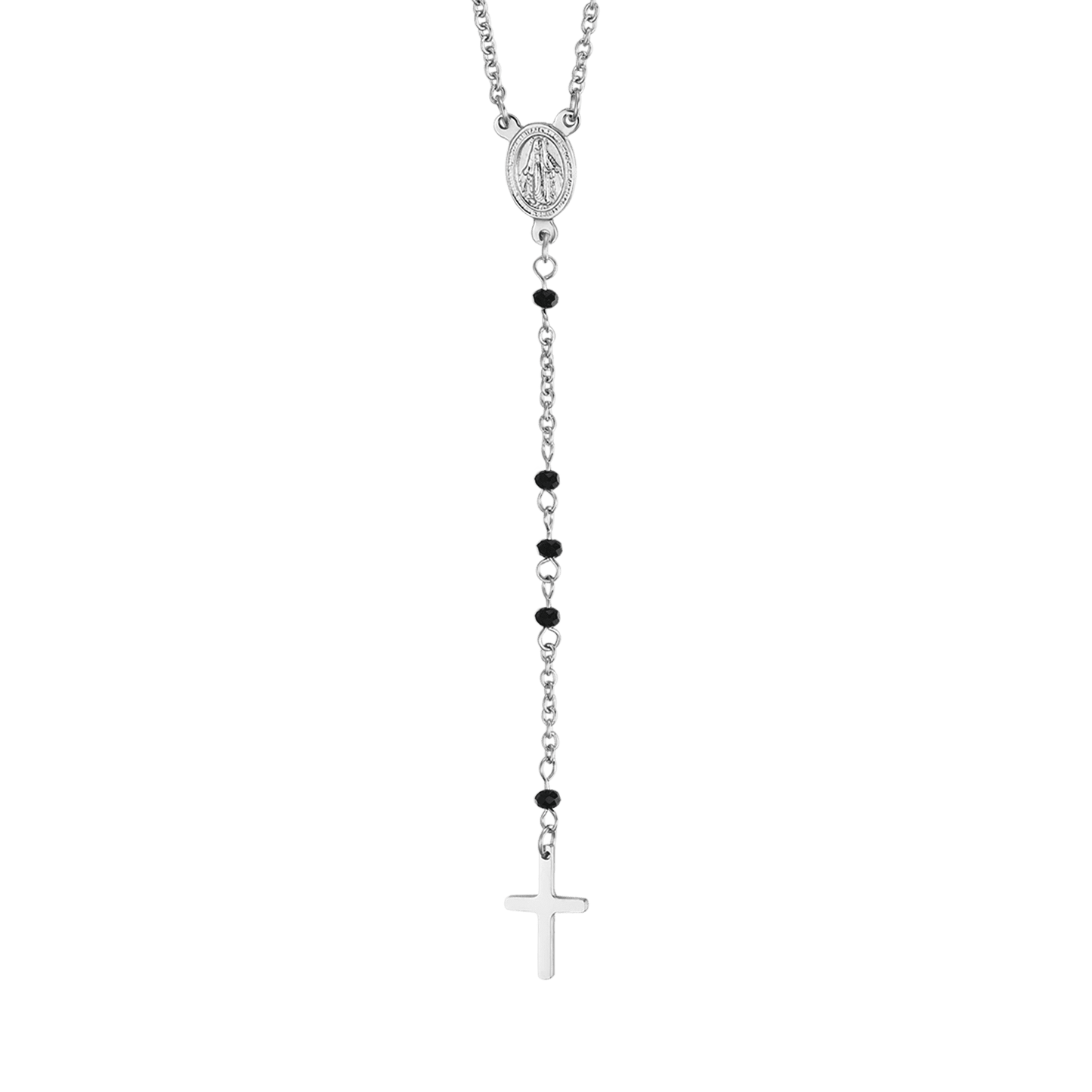 WOMEN'S STEEL ROSARY NECKLACE WITH STEEL BALLS WITH PENDANT