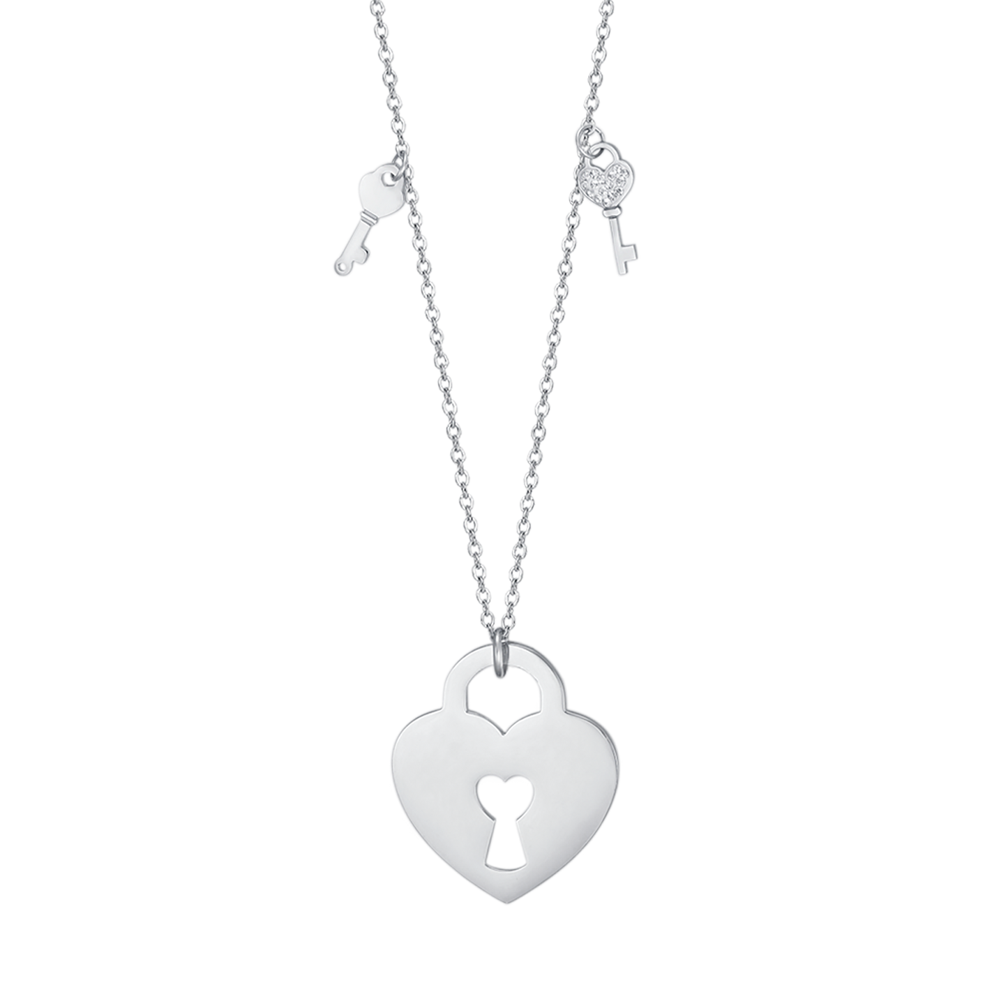 STEEL HEART PADLOCK NECKLACE WITH KEYS