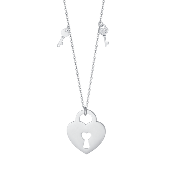 STEEL HEART PADLOCK NECKLACE WITH KEYS