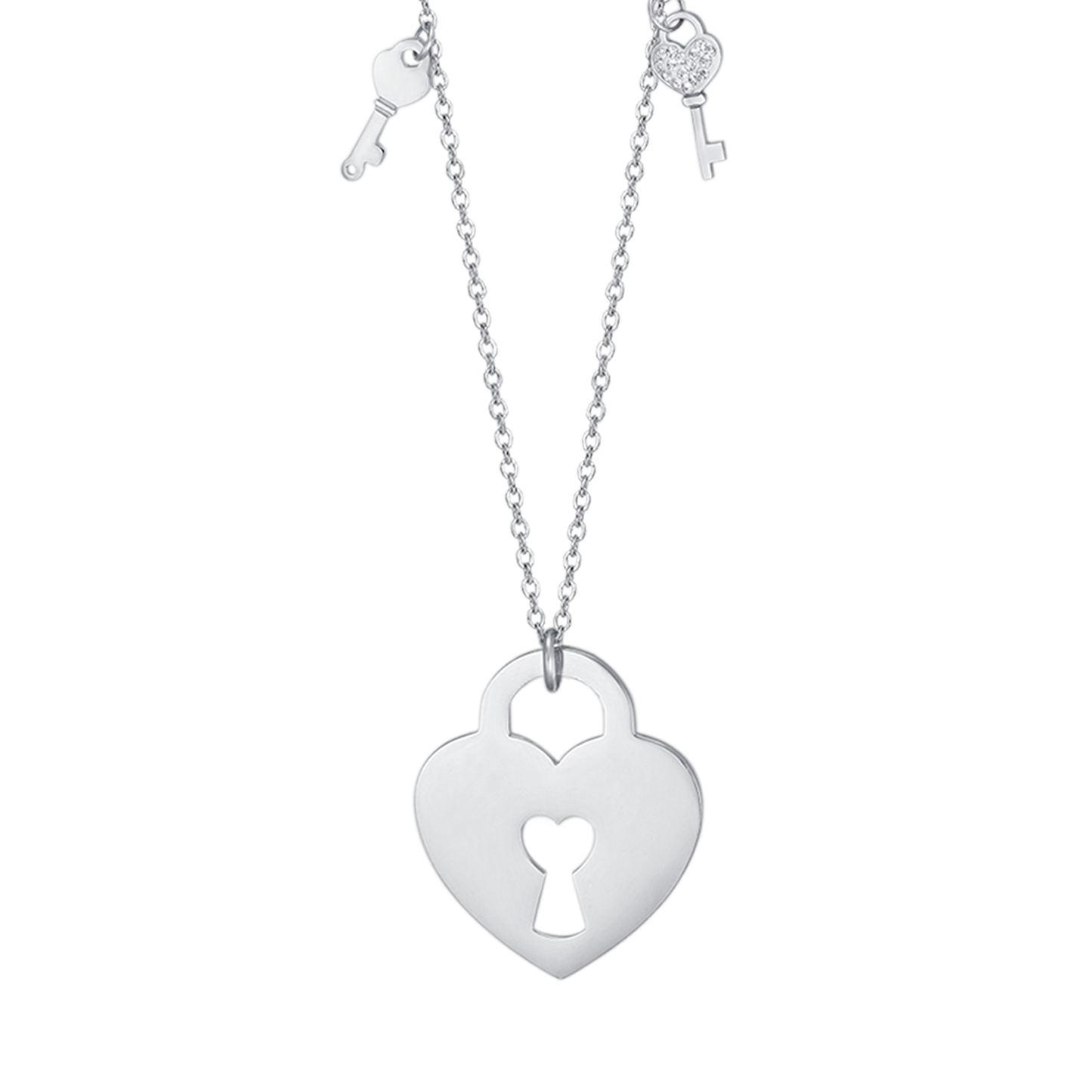 STEEL HEART PADLOCK NECKLACE WITH KEYS