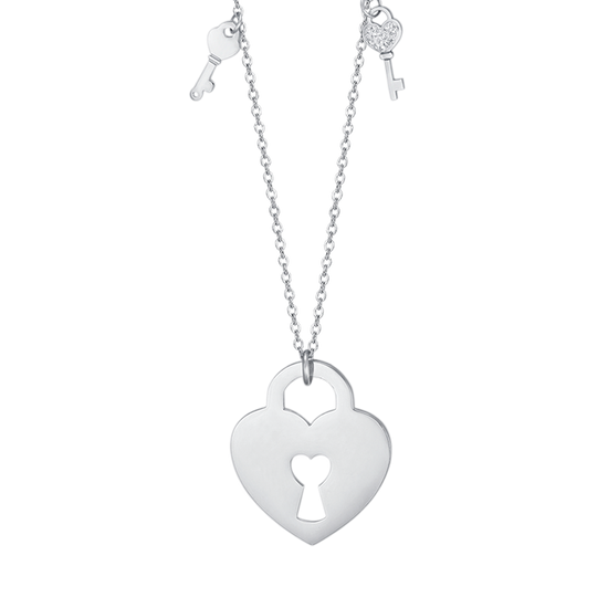 STEEL HEART PADLOCK NECKLACE WITH KEYS