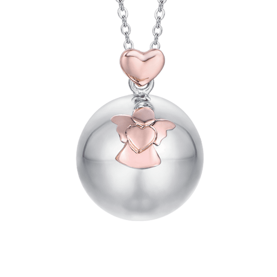 ANGEL CALLING NECKLACE IN STEEL METAL PENDANT WITH ANGEL AND HEART Luca Barra