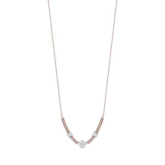 IP ROSE STEEL NECKLACE WITH ANGEL WITH WHITE CRYSTALS