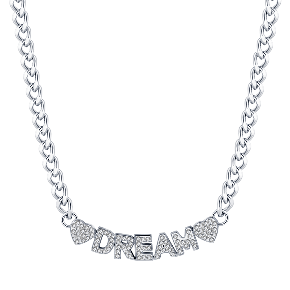 DREAM STEEL WOMEN'S NECKLACE WITH WHITE CRYSTALS