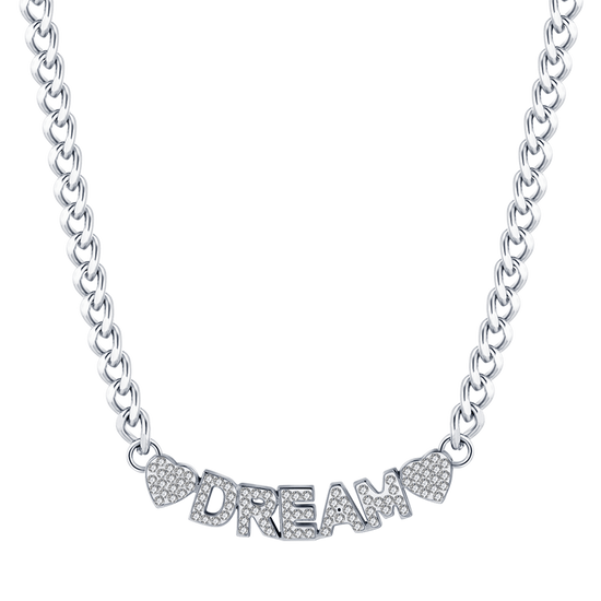 DREAM STEEL WOMEN'S NECKLACE WITH WHITE CRYSTALS