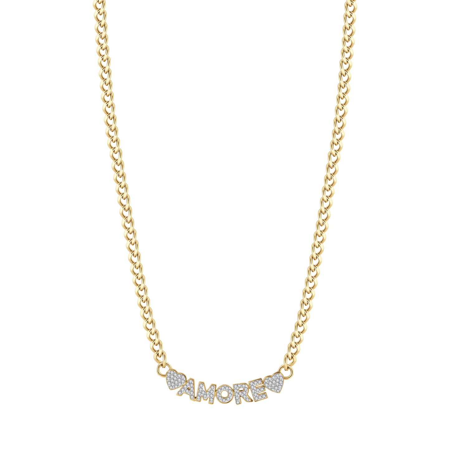 GOLD LOVE STEEL WOMEN'S NECKLACE WITH WHITE CRYSTALS