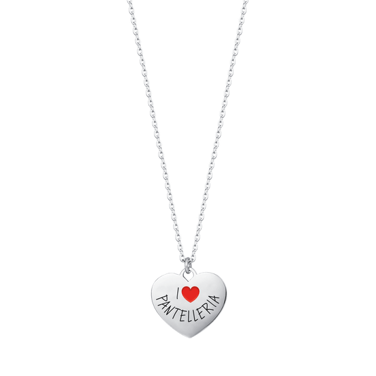 STEEL WOMEN'S NECKLACE I LOVE PANTELLERIA