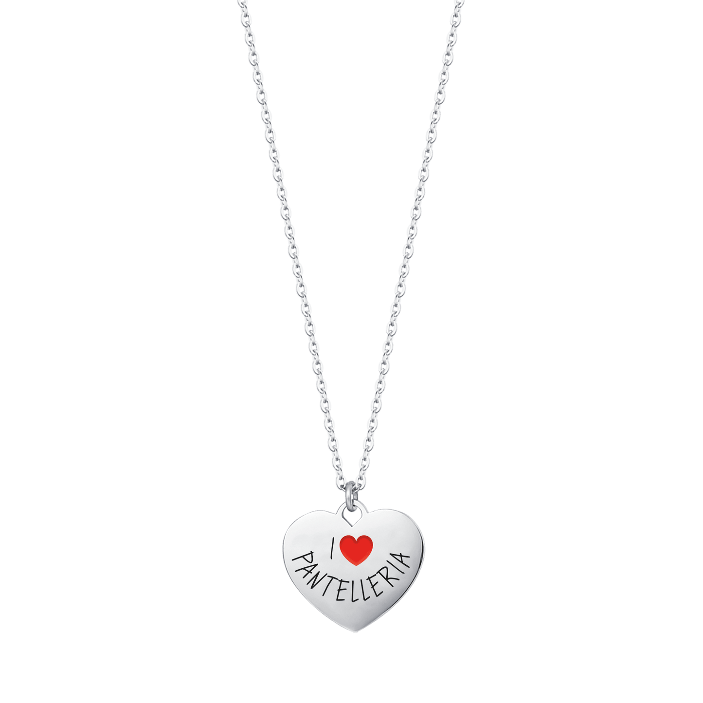 STEEL WOMEN'S NECKLACE I LOVE PANTELLERIA