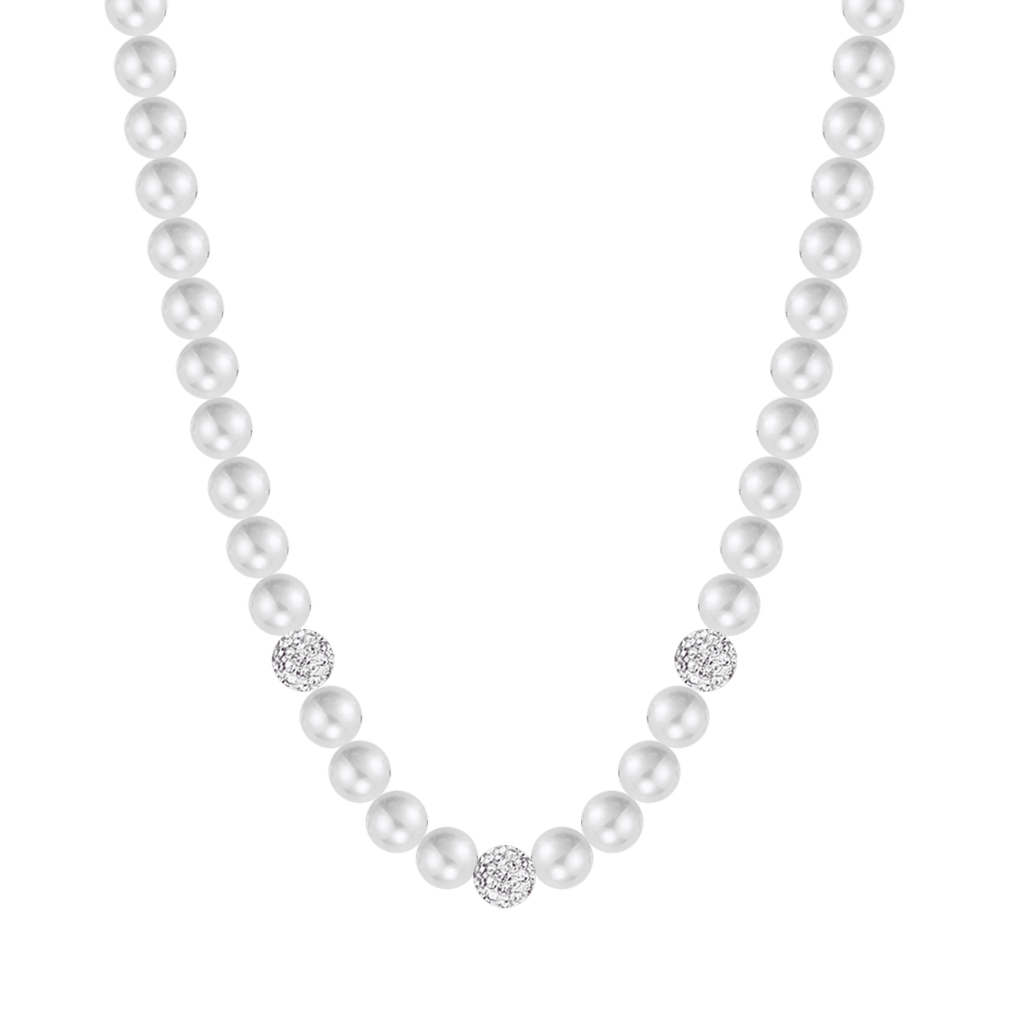 WOMAN PEARL NECKLACE WITH WHITE CRYSTALS