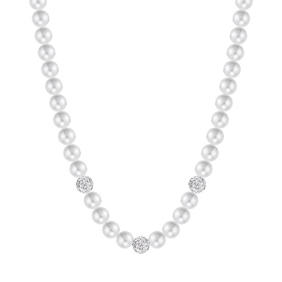 WOMAN PEARL NECKLACE WITH WHITE CRYSTALS