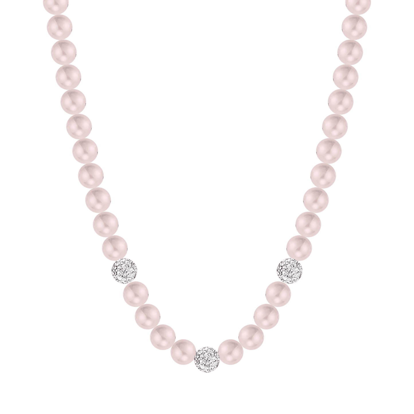 WOMAN PEARL NECKLACE WITH WHITE CRYSTALS