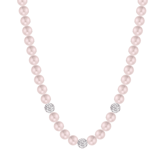 WOMAN PEARL NECKLACE WITH WHITE CRYSTALS