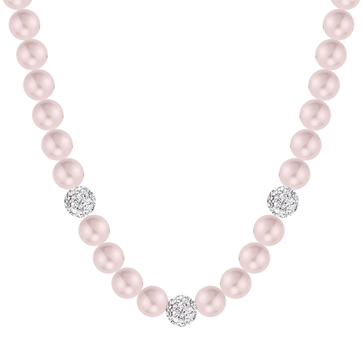 WOMAN PEARL NECKLACE WITH WHITE CRYSTALS