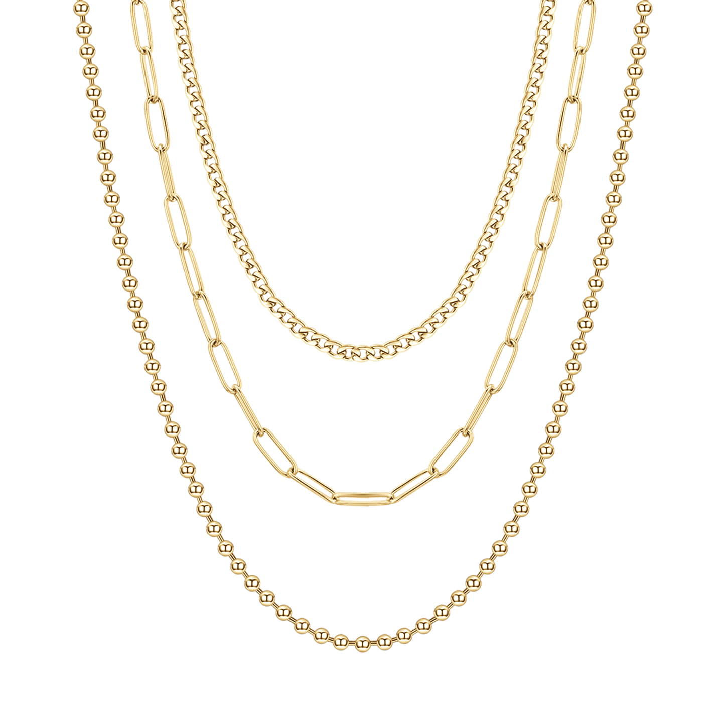 WOMEN'S IP GOLD STEEL MULTI-STRAND NECKLACE