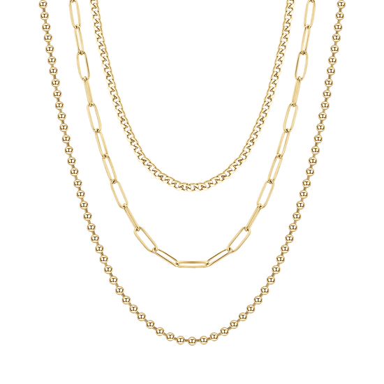 WOMEN'S IP GOLD STEEL MULTI-STRAND NECKLACE